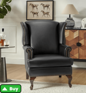 HULALA HOME Genuine Leather Accent Chair Set of 2, Mid-Century Modern Wingback Armchair with Nailhead Trim - amazon.com