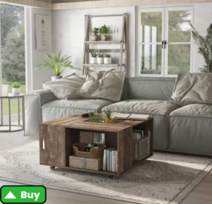 Richwood 31.5 in. Reclaimed Oak Square Wood Coffee Table with Storage - homedepot.com