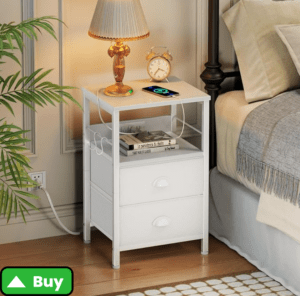 Furologee End Table with Charging Station, Nightstand - amazon.com